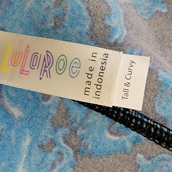 LuLaRoe Tall & Curvy TC Legging Blue Black Orange Mystical Mythical Dragon Lion - Picture 5 of 13